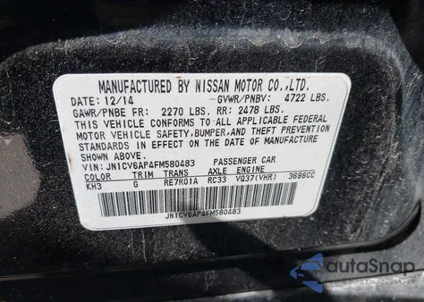 2015 Infiniti Q40 из США, поврежденный, VIN JN1CV6AP4FM580483